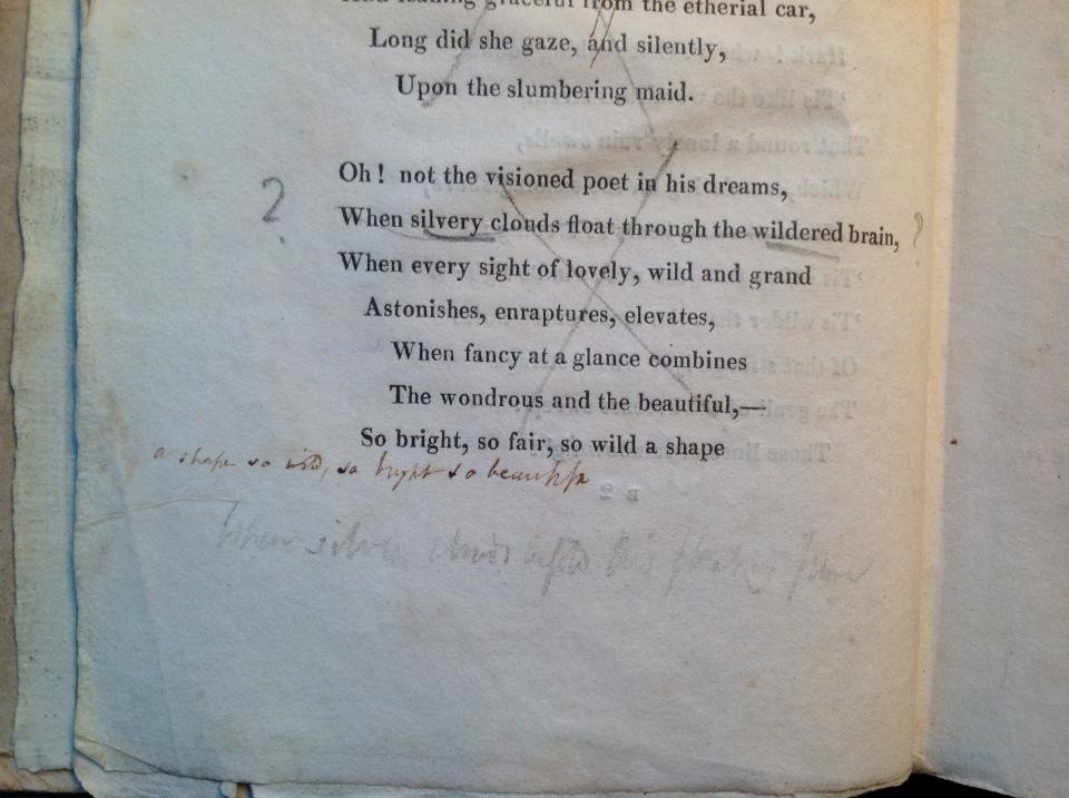 Shelley&#039;s revisions on a page of his poem Queen Mab