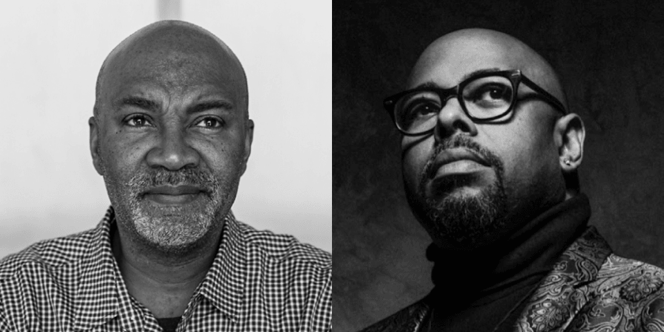 2 side-by-side headshots: Nelson George, Christian McBride