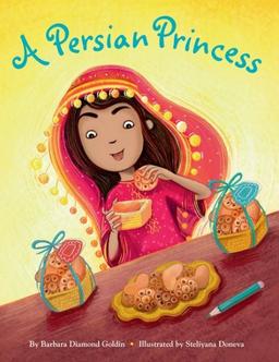 Book Cover of A Persian Princess, A girl in a scarf eats cookies.