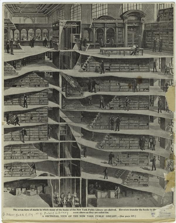 A sectional view of the New York Public Library