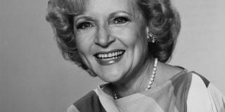 Black and white headshot of Betty White