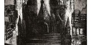 Bruno Nadalin The Church is the Heart of the Town Etching 15" x 11"