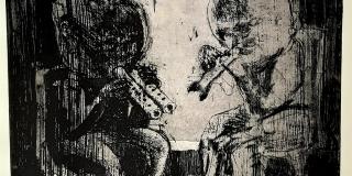 Bruno Nadalin Flute Players Etching 22" x 18"