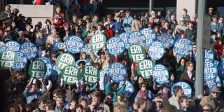 Photograph of protestors holding "ERA YES" signs