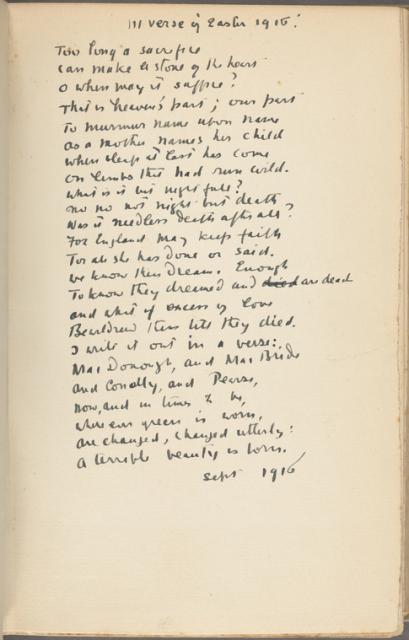 manuscript poem with black ink on beige paper
