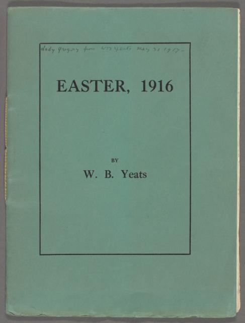 green paper cover with printed title "Easter, 1916" by W.B. Yeats