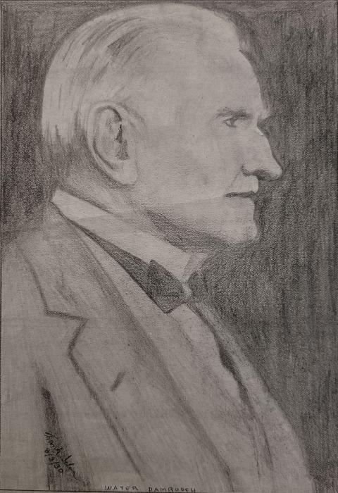 A pencil drawing of a man in portrait