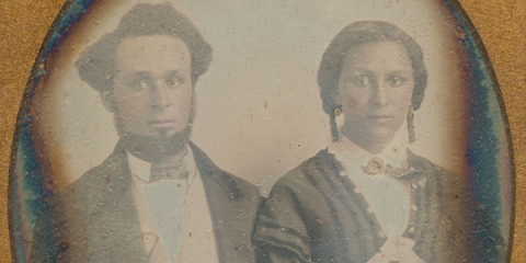 Archival photo of a male and female person